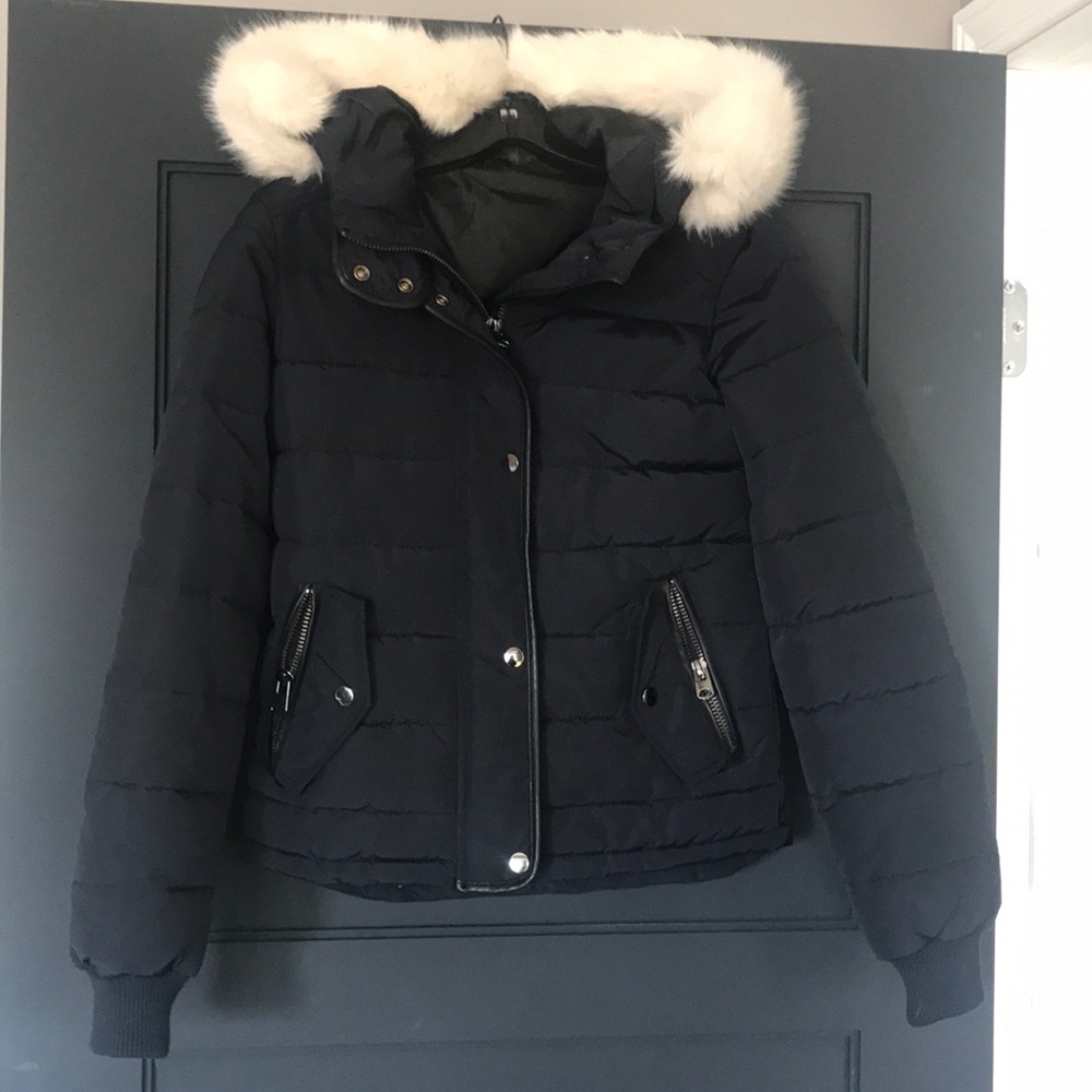 Top shop fur hooded jacket